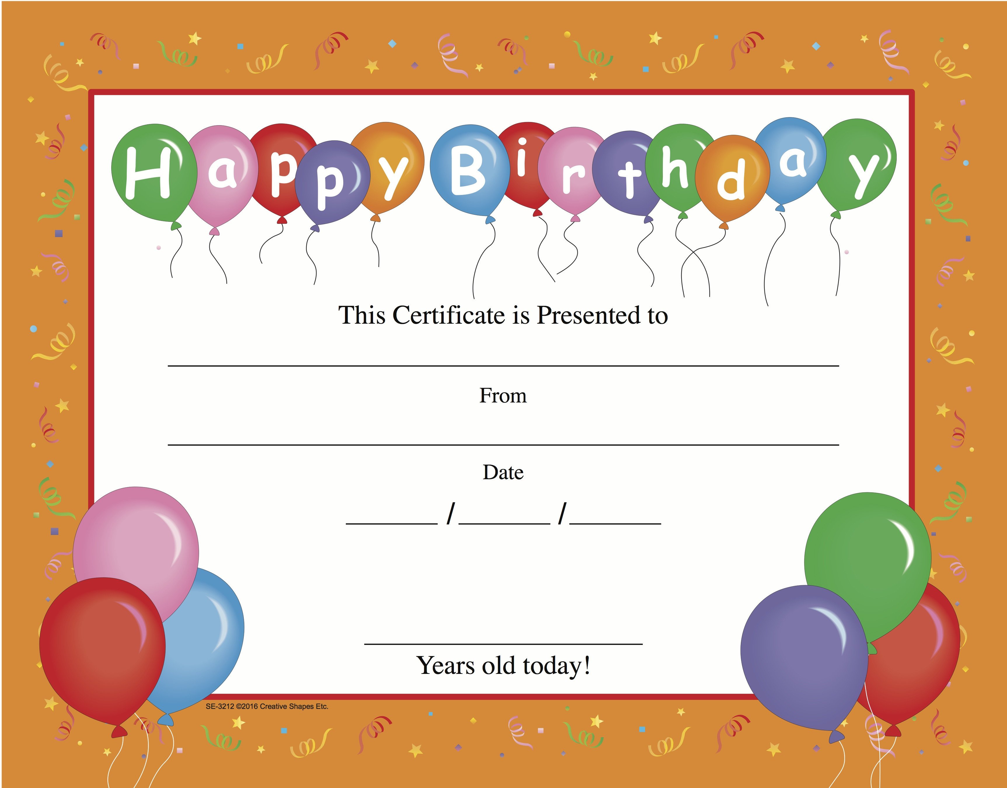 Recognition Certificate Birthday