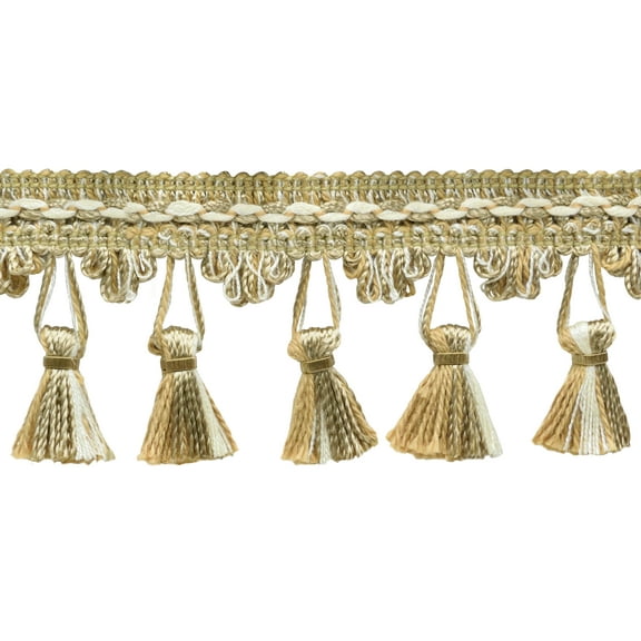 2 1/4" (5.5cm) Marquise Collection Tassel Fringe Trim # TF0225MRQ,, Straw Beige #P84 (Tan Beige, Light Beige, Dark Gold) Sold By The Yard (36"/3 ft/0.9m)