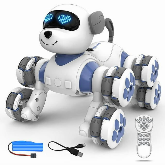 Jouets Interactifs Chat Robot pour Filles, Jouets Robot Électroniques Intelligents Interactifs Programmables Cadeau, Jouet Chien Voiture Télécommandée pour Garçons et Filles