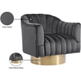 thumbnail image 6 of Meridian Furniture Farrah Grey Velvet Swivel Accent Chair, 6 of 13