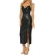 thumbnail image 1 of VESTIDO DE MUJER INSPIRE CHIC Brillante Metálico Tirantes de Espagueti Cuello en V Profundo Aberturas Laterales Vestido Maxi S Negro, 1 of 6