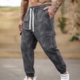 thumbnail image 2 of JUUYY Men's Multi-Pocket Cargo Pants Loose Fit Elastic Waist Drawstring Jogger Pants Outdoor Hiking Travel Casual Long Trousers Gray L, 2 of 9