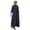 Navy Blue, variant on Women's Cotton Linen Shirt Dress Casual Rolled-Up Sleeve Button Dowm Maxi Dress Summer Loose Tunic Shift Dress Army Green