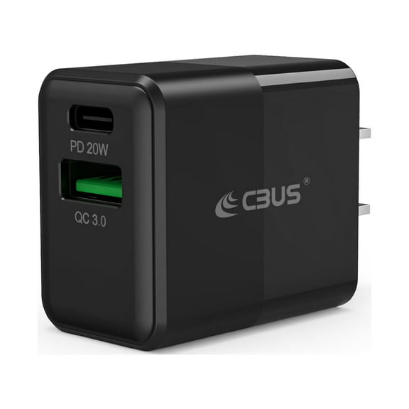 CBUS Wireless 20W Fast Wall Charger Dual Port USB-C   USB-A Compatible with iPhone 14/Plus/Pro/Max/13/12/11, Samsung Galaxy S23/S22/S21/Plus/Ultra/FE, Note 20