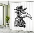 thumbnail image 5 of Ambesonne Halloween Shower Curtain, Monochrome Plague Doctor, 69"Wx70"L, Charcoal Grey and White, 5 of 5