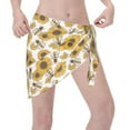 thumbnail image 2 of Wukai Sunflowers and Bees Women’s Short Sarongs Beach Wrap Bikini Bottom Short Skirt Chiffon Scarf for Swimwear, 2 of 4