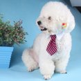 thumbnail image 3 of Flmtop Chien de Compagnie Chiot Fête Mariage Réglable Rayé Collier Cravate Noeud Papillon Rose Bande Noire, 3 of 9