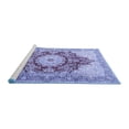 thumbnail image 2 of Ahgly Company Machine Washable Indoor Square Persian Blue Traditional Area Rugs, 4' Square, 2 of 4
