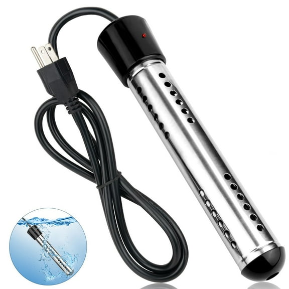 1500W Immersion Water Heater, Electric Bucket Heater Stainless-Steel Portable Submersible Water Heater for Inflatable Pool Bathtub, Basin