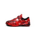 thumbnail image 1 of Daeful Crampons de Soccer pour Enfants à Bande Magique Chaussures de Soccer Bout Rond Espadrilles de Sport Entraînement Légères Flexibles Basses Chaussures de Course TF Crampons Rouges 2.5Y, 1 of 9