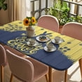 thumbnail image 3 of Happy Easter Rabbits Table Cloths for 6 Foot Rectangle Tables, Spring Daisy Navy Silhouette Yellow Patio Waterproof Elastic Fitted Tablecloths, Washable Rectangular Table Cover for Camping, 3 of 8