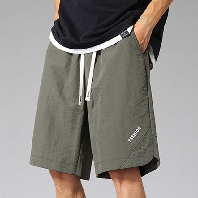 Fiudx Pantalones Cortos Cargo Cómodos y Portátiles de Verano para Hombre, Informales, de Color Sólido, a La Moda, con Bolsillos, Cordón y Cintura Elástica