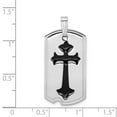 thumbnail image 4 of FB Jewels Sterling Silver Rhodium-plated Polished Black Epoxy Cross Dog Tag Pendant, 4 of 4