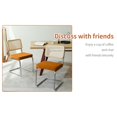 thumbnail image 6 of Set of 2 Orange Velvet & Rattan Dining Chairs with Chrome Legs - Mid-Century Modern Accent, 6 of 10