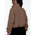 thumbnail image 4 of Womens Fleece Jackets Zip Up Oversized Sweatshirts Winter Clothes Long Sleeve Crop Fall Outfits Caramel Color L, 4 of 9