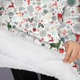 thumbnail image 3 of Oversized Wearable Blanket Hoodie,White Christmas Deer and Gift Pattern Sherpa Blanket Hoodie with Super Pockets,Super Warm Fuzzy Pullover for Women & Men, 3 of 6