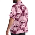thumbnail image 3 of Pink Monkey Gorilla Men's Short Sleeve Beach Shirts, Hawaiian Printed Button Down Summer Casual Unisex Men's Shirts, 3 of 6