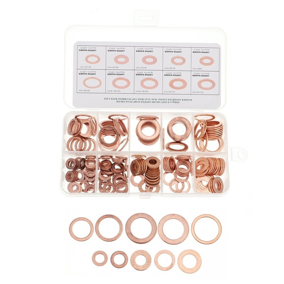 WHAMVOX Copper Washer Set for Home Use and RustResistant Flat Washers 200pcs