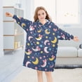 thumbnail image 5 of Dailycode Wearable Blanket Hoodie Oversized Sherpa Flannel Blankets with Pocket for 3-14 Year Old Cartoon Moon and Star, 5 of 7