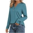 thumbnail image 4 of Womens Long Sleeve Shirts Casual V-Neck Button Blouses Tops Solid Color Lightweight Basic Loose Pullover Fall Winter Sweatshirts 2025 Clothes, 4 of 6