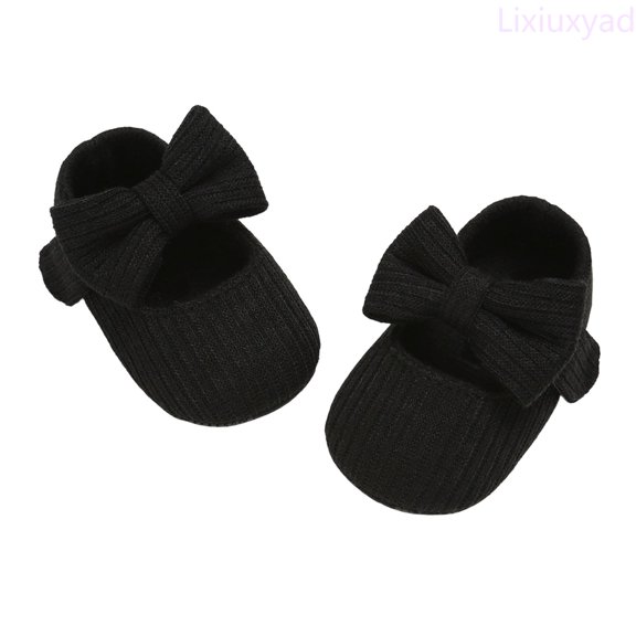 Lixiuxyad Soft Yarn Knit Baby Sneakers With Bow For Girls First Walking Shoes Sole Toddler Prewalker Booties Crib Shoes Strap Athletic Shoes Sizes 11(Toddler 0-6 Months)