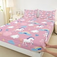 thumbnail image 3 of Castle Fairy Cute Unicorn Bed Sheets for Children Teens,Kawaii Rainbow King Sheets, 3 of 7