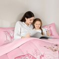 thumbnail image 4 of Feelyou Cartoon Dinosaur Letter A Print Twin Bedding Sets for Boys Girls, Cute Animal Bedding Comforter Set, Blue, Pink Reversible, 7pcs, 4 of 7