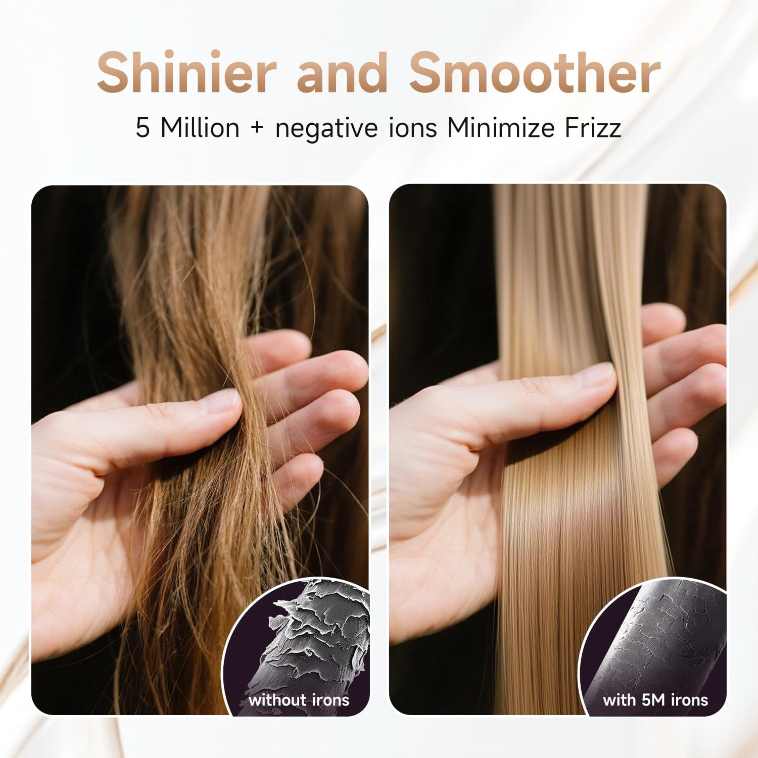 FLYZEMAA Hair Straightener Brush 2 in 1 Straightening Brush for Women with 7 Temps, Dense Bristles Anti-Scald Hot Comb for Thick Curly Hair Negative Ions, Dual Voltage, LCD Display(Black)