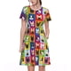 thumbnail image 1 of Easygdp Colorful Bulldog para Vestido Transpirable de Mujer, Vestido Suelto de Manga Corta con Pliegues y Bolsillos para el Verano, 1 of 6