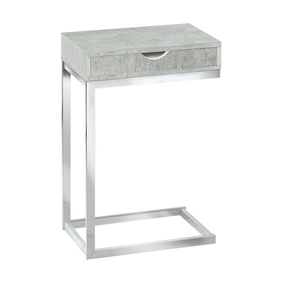 10.25" x 15.75" x 24.5" Grey Finish and Laminated Metal Accent Table