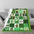 thumbnail image 2 of St Patrick''s Day Throw Blanket Shamrocks Design Super Soft Flannel Blanket, Green Gnomes Ireland Clovers Saints Blanket Decorations for Bed Couch Living Room Sofa 50"x40", 2 of 6
