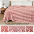 thumbnail image 3 of Exclusivo Mezcla Fleece Throw Blanket for Couch, Super Soft 3D Striped Jacquard Blanket, Lightweight Fuzzy Cozy Blankets, Pink, 50"x60", 3 of 8