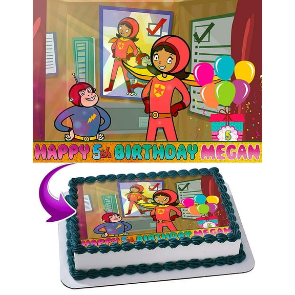 WordGirl Edible Cake Image Topper Personalized Picture 1/4 Sheet (8"x10.5")