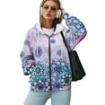 thumbnail image 5 of COEQINE Women's Full Zip Up Hoodie Oversized Sweatshirts Mandala Purple Pattern Long Sleeve Fashion Jacket for Women Y2K Tops with Pockets Fall Casual Hooded Wear, XS, 5 of 7