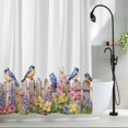thumbnail image 2 of Birds Fence Flower Floral Fabric Shower Curtain Branch Leaves Nature Washable Shower Curtains for Bathroom, Waterproof Bath Curtain with Hooks Home Decor 72x84in, 2 of 8