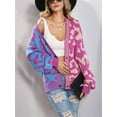 thumbnail image 3 of Women Slouchy Checkered Cardigan Open Front Oversized Vintage Graphic Sweaters Plaid Knit Outwear Coat  L, 3 of 7