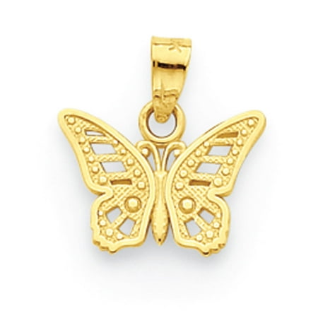- 10K Yellow Gold Polished Butterfly Charm Pendant - 12mm