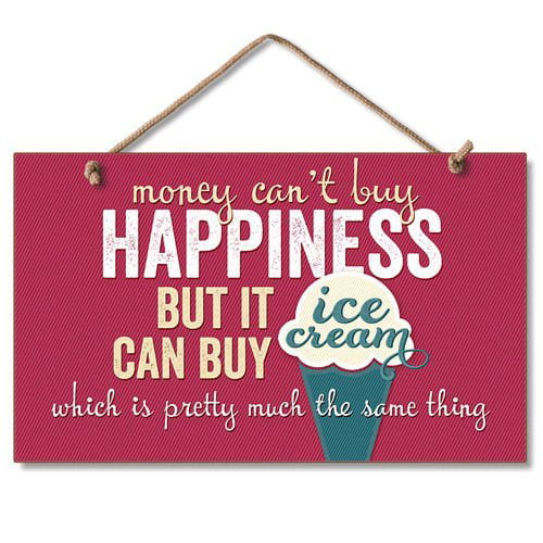 Smiley Signs Novelty Funny Hanging Plaque Money can't buy happiness but 