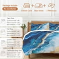 thumbnail image 6 of Cal King 4 Piece Bedding Set Modern Abstract Beach Sand Wave Soft Breathable Duvet Cover and Pillowcase,Gold Blue Marble Texture Duvet Cover Set Washable Bed Sheets for Bedroom Dormitory Guest Room, 6 of 9