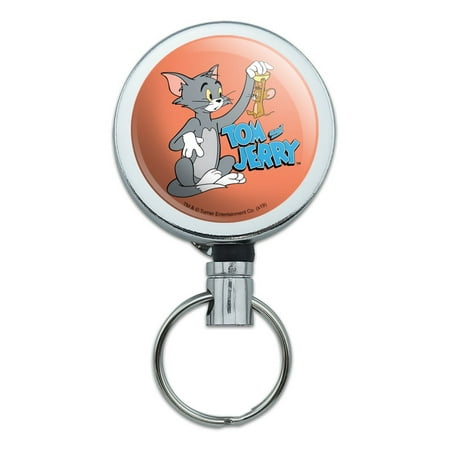 Tom and Jerry Best Friends Heavy Duty Metal Retractable Reel ID Badge Key Card Tag Holder with Belt