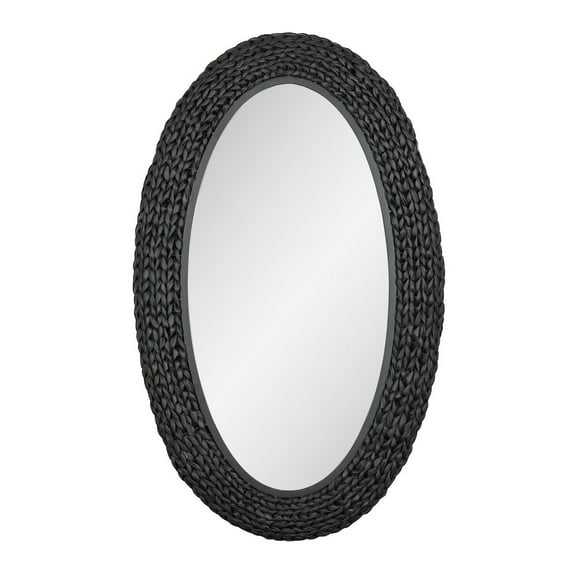 Varaluz Athena 24x40 Oval Wall Mirror - Matte Black/Black Seagrass