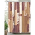 thumbnail image 2 of Fsddascl Brown Beige Shower Curtain Set - Long 72" x 84" Washable Bathtub Curtain with 12 Hooks, Vintage Farmhouse Shabby Wooden Grain Waterproof Fabric Stall Shower Curtains for Bathroom/Bathtub, 2 of 6