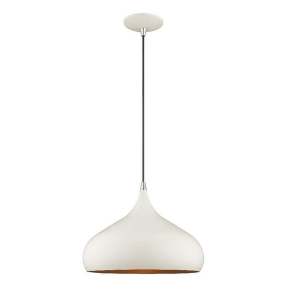 Beaumont Lane Transitional 75" 1-Light Metal Single Pendant in Shiny White