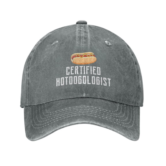 Certified Hotdogolist Hot Dog Baseball Cap Vintage Soft Washed Denim,Golf Dad Hat Adjustable Trucker Hats for Men Women Unisex Adult,Gray