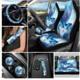 thumbnail image 2 of Yuyamidu Butterfly Car Seat Cover Full Set with Steering Wheel Cover Blue Marble Print Seat Belt Pad Cup Coasters Key Chain Fit Most Vehicles, 12 PCS, 2 of 6