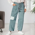 thumbnail image 2 of KHONTS Baggy Barrel Jeans for Women Y2k Striped Drawstring High Waist Straight Wide Leg Boyfriend Jeans Mom Denim Pants Blue L, 2 of 8
