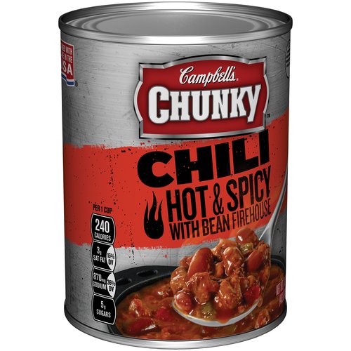 Campbells Chunky Hot And Spicy Beef And Bean Firehouse Chili 142 Oz