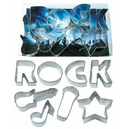 Rockstar - Microphone, Electric Guitar, Star, Music Note, Letters R, O, C, K, Cookie Cutter Set - 8 Piece - 2004 - National Cake