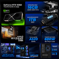 thumbnail image 3 of PC Gamer Xtreme PC Gaming NVIDIA GeForce RTX 5060 AMD Ryzen 7 5700X 16GB SSD 1TB WIFI Evangelion 00 Black gaming 1080p, estudios y multitarea, 3 of 6