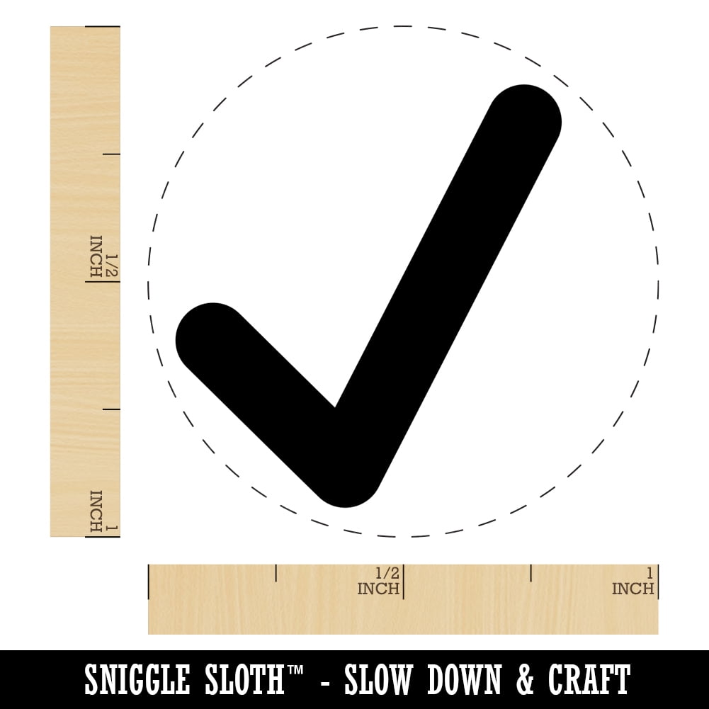 Check Mark Symbol Self-Inking Rubber Stamp Ink Stamper - Blue Ink - Medium 1 Inch